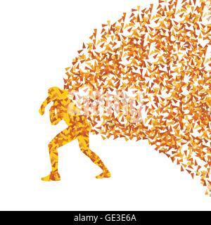 Athletische Kugelstoßen Frau Vektor Hintergrund Konzept gemacht der dreieckigen Fragmente für poster Stock Vektor