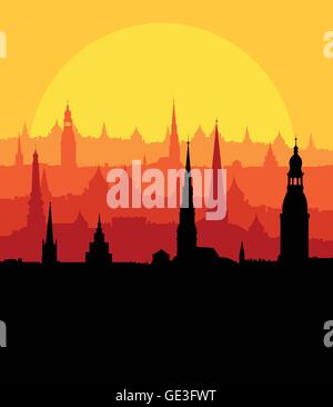 Stadt Landschaft Vektor Hintergrund in der Abendsonne für poster Stock Vektor