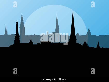 Stadt Landschaft Vektor Hintergrund in der Abendsonne für poster Stock Vektor