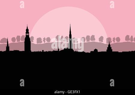 Stadt Landschaft Vektor Hintergrund in der Abendsonne für poster Stock Vektor