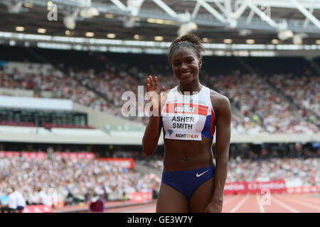 London, UK. 23. Juli 2016. London, UK. IAAF Diamond Leauge Jubiläumsspiele.  Dina Asher-Smith beendet die Damen 100m Finale in 11.06s. Bildnachweis: Dan Cooke/Alamy Live-Nachrichten Stockfoto