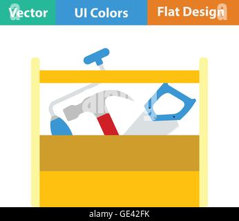Retro-Werkzeug-Box-Symbol. Flache Farbgestaltung. Vektor-Illustration. Stock Vektor