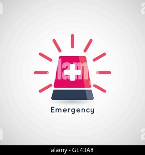 Polizei oder Krankenwagen rote Blinker-Sirene-logo Stock Vektor