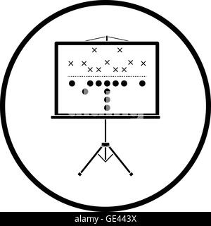 US-amerikanischer American-Football-Spiel-Plan stehen Symbol. Dünnen Kreis Design. Vektor-Illustration. Stock Vektor