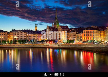 Stockholm. Bild von Stockholm während der blauen Dämmerstunde. Stockfoto