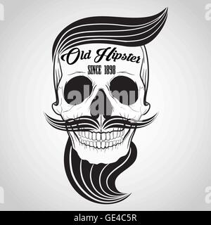 Hipster-Totenkopf-logo Stock Vektor