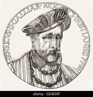 Medaillon von Heinrich II., Henri II., Heinrich II., 1519-1559, König von Frankreich Stockfoto