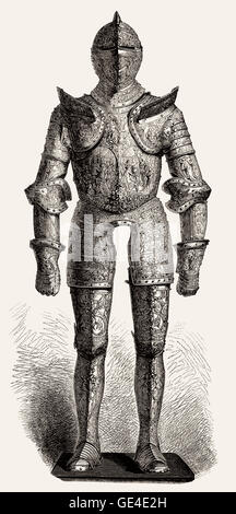 mittelalterliche Rüstung von Heinrich II., Henri II., Heinrich II., 1519-1559, König von Frankreich Stockfoto