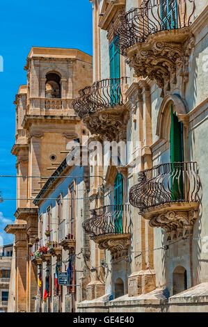 Italien Sizilien Noto Via Cavour Palast Astuto di Forgione Stockfoto