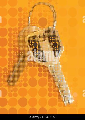 Zwei Tasten mit Metallring auf orangem Hintergrund. Eps10 Vektor-illustration Stock Vektor