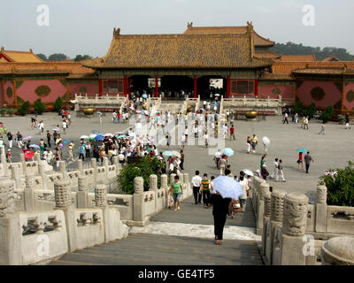 Die Schatz-Halle besteht aus drei kaiserlichen Palästen - die Verbotene Stadt in Peking, China. Stockfoto