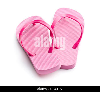 Rosa Flip Flops isoliert auf weißem Hintergrund. Stockfoto