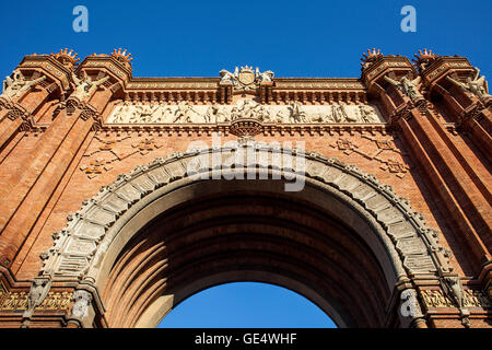 Detail der Arc de Triomf, Triumphbogen, im Passeig Lluis Companys, Barcelona, Katalonien, Spanien Stockfoto