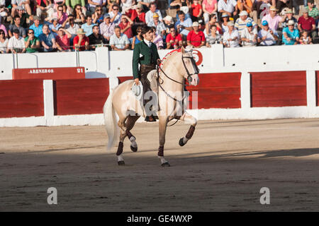 Linares, Spanien - august 31, 2011: Spanischer Stierkämpfer zu Pferd Diego Ventura Stierkampf zu Pferde, in Linares, Spanien Stockfoto