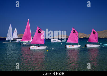 Griechenland, Nordosten der Ägäis, Limnos, Plati, Segelboote Stockfoto
