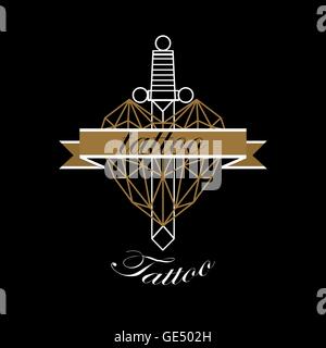 Vektor der modernen Tattoo Studio Logo-Vorlagen auf dunklem Hintergrund Stock Vektor