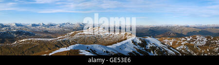 Schottischen Highlands Bergpanorama. Einer Ansicht westlich von Ben Ledi. Stockfoto