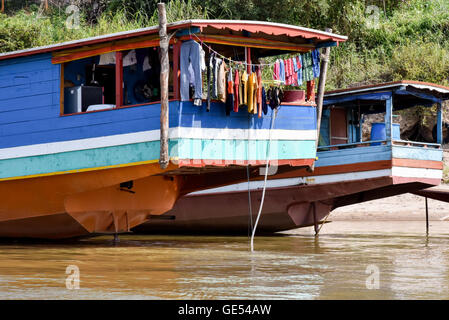 Boote-Mekong-Fluss Laos Stockfoto