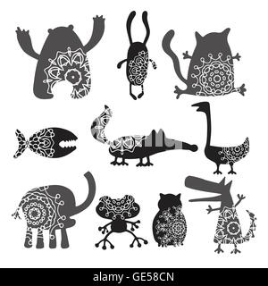 Satz von niedlichen Cartoon Monster Stock Vektor