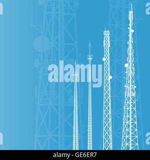 Telekommunikation-Turm, Radio oder Handy Basisstation Vektor Hintergrund Stock Vektor