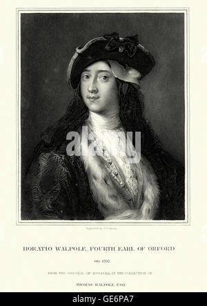 Porträt von Horace Walpole 4. Graf von Orford englischen Kunsthistoriker, Literat, antiquarische und Whig-Politiker. Stockfoto