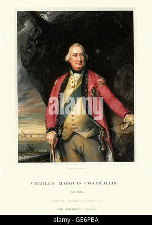 Porträt von Charles Cornwallis, 1. Marquess Cornwallis ein britischer Offizier und Kolonialbeamter. In den Vereinigten Staaten Stockfoto