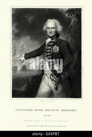 Porträt von Admiral Alexander Hood, 1. Viscount Bridport Offizier der britischen Royal Navy während der französischen revolutionären W Stockfoto