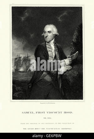 Porträt von Samuel Hood, 1. Viscount Hood ein britischer Admiral, bekannt besonders für seine Verdienste in der amerikanischen Revolutionäre Wa Stockfoto