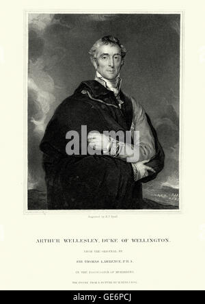 Porträt von Arthur Wellesley, 1. Duke of Wellington ein Anglo-Irischer Soldat und Staatsmann und einer der führenden Militärs und p Stockfoto