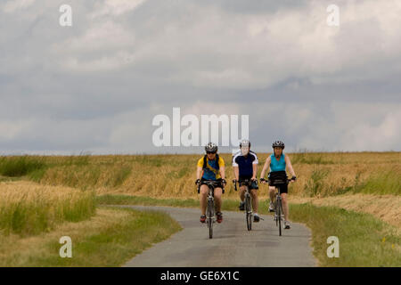 Alice Byers (L) von Nebenstraßen, und Larry (C) und Betsy Athan, Teilnehmer an einer Radtour Backroads des Loire-Tals, Reiten Stockfoto