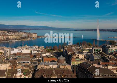 Panoramablick über die Stadt Genf in der Schweiz Stockfoto