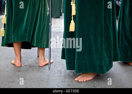 Penitents.Palm Sonntag Prozession (Cofradia del Santisimo Cristo De La Esperanza). Karwoche. Murcia. Spanien Stockfoto