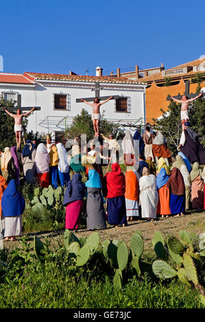 Riogordo Leben Sie Karwoche ´pasión´. Málaga Provinz. Andalucia. Spanien. Stockfoto