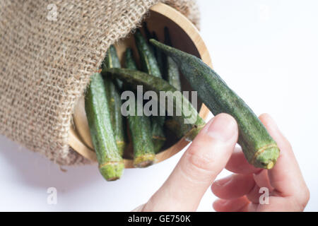 Gesunden Okra-Chips auf sauberer Hintergrund, Fotoarchiv Stockfoto