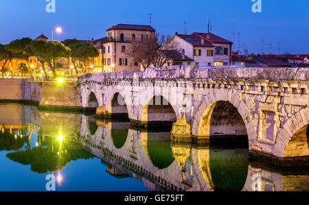 Die Brücke des Tiberius in Rimini - Italien Stockfoto