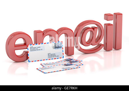 E-Mail-Konzept, 3D-Rendering isolierten auf weißen Hintergrund Stockfoto