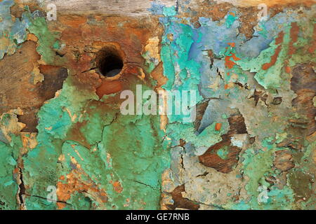 Detail der verlassene hölzerne Angelboot/Fischerboot Stockfoto