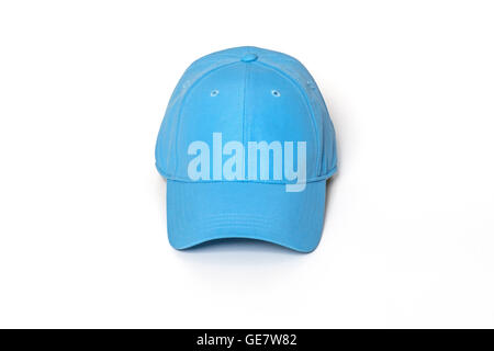 Leichte blaue adult Golf oder Baseball Kappe auf weißem Hintergrund Stockfoto