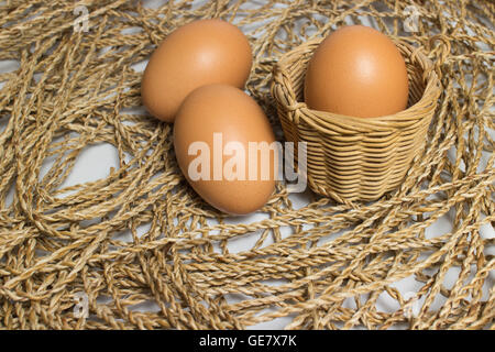 Das Ei ist in den Haufen Seilen Stockfoto