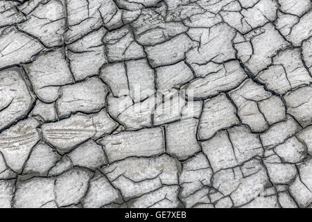 Risse im getrockneten Boden in der trockenen Saison als Textur Stockfoto