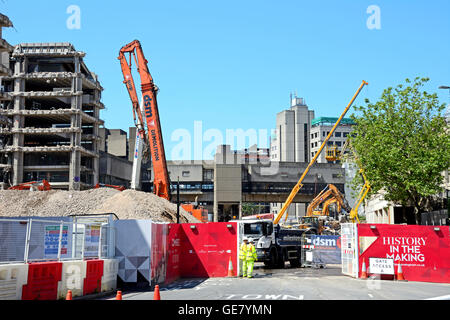 Abriss-Baustelle für die alten Birmingham Central Library, Birmingham, England, Vereinigtes Königreich, West-Europa. Stockfoto