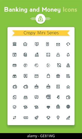 Online-banking-kleine Icon-Set Vektorlinie Stock Vektor