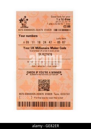 Neue Euro-Lottoschein mit QR-Code auf einem weißen Hintergrund Stockfoto