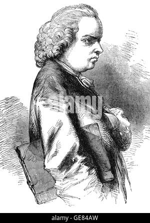 Oliver Goldsmith (1728 – 1774) war ein irischer Schriftsteller, Dramatiker und Dichter, der ist am besten bekannt für seinen Roman der Vikar von Wakefield (1766), sein pastorales Gedicht Deserted Village (1770) und seine spielt The Good-Natur würde Mann (1768) und vor allem, She Stoops (1771) zu erobern. Stockfoto