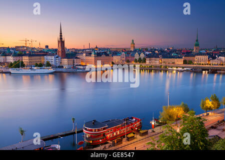 Stockholm. Bild von Stockholm während der blauen Dämmerstunde. Stockfoto