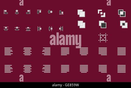 Set von Align Formen, Vektor Text und Objekte-Icons für Web-Site mobile app Anwendung Stock Vektor