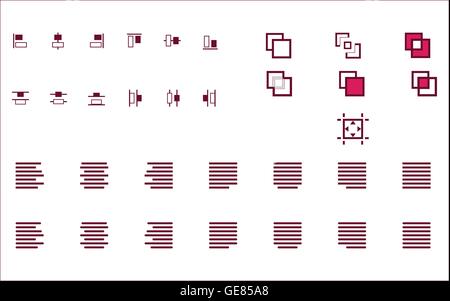 Set von Align Formen, Vektor Text und Objekte-Icons für Web-Site mobile app Anwendung Stock Vektor