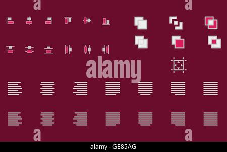 Set von Align Formen, Vektor Text und Objekte-Icons für Web-Site mobile app Anwendung Stock Vektor