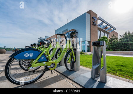 Schöne Fahrt freigegeben Bike Station - Wissenschaft Museum, St Paul Stockfoto