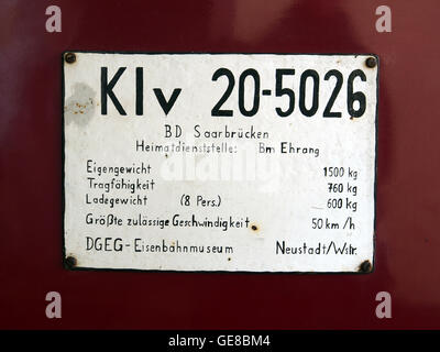 DB-Klasse Klv 20-5026 VW T1, Pfalzbahn-Museum, Eisenbahnmuseum Neustadt-WeinstraC39Fe bild1 Stockfoto